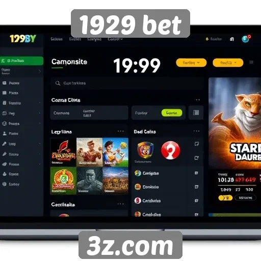 Interface do usuário do site 1929 bet avaliada